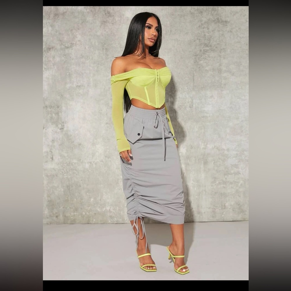 SHEIN Sexy Side Ruched Drawstring Pencil Skirt